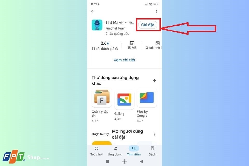 Bạn sẽ thấy một nút lớn màu xanh lá cây