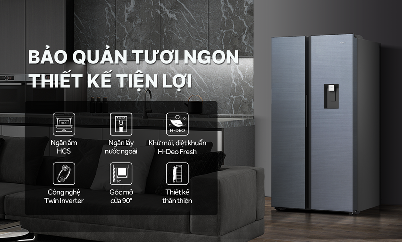 tủ lạnh Aqua side by side ảnh 7