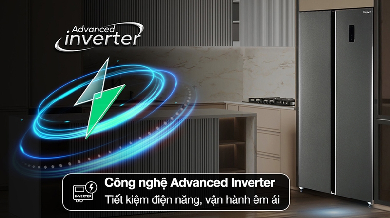Tủ lạnh Casper Inverter side by side 458 lít RS-460PG được trang bị công nghệ Advanced Inverter
