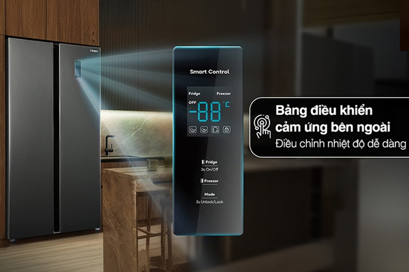 Bảng điều khiển cảm ứng kèm màn hình LED bên ngoài cửa