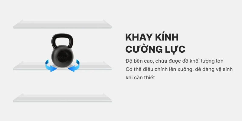 Tủ lạnh Aqua AQR-D60FA(BS) sử dụng khay kính cường lực cao