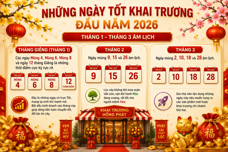 Những ngày tốt trong dịp đầu năm (Tháng 1 - Tháng 3)