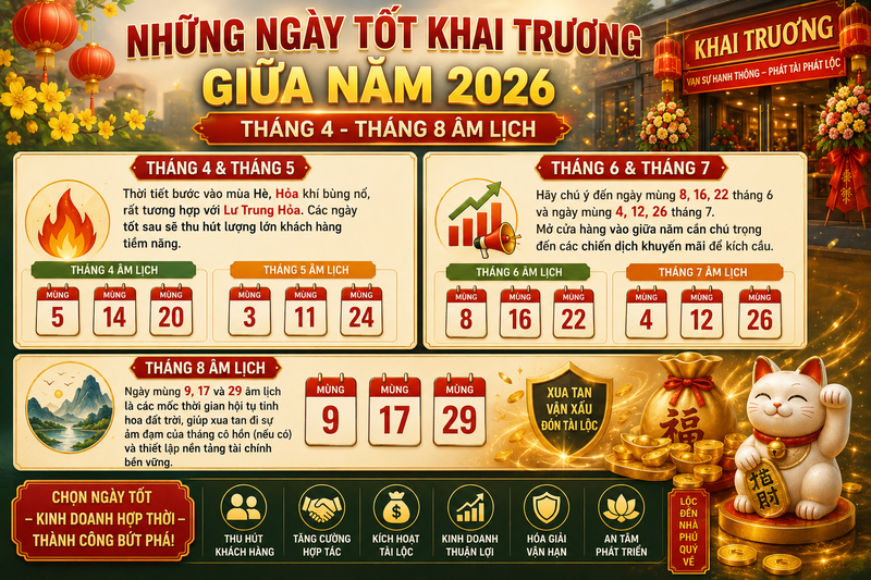Những ngày tốt vào giữa năm (Tháng 4 - Tháng 8)
