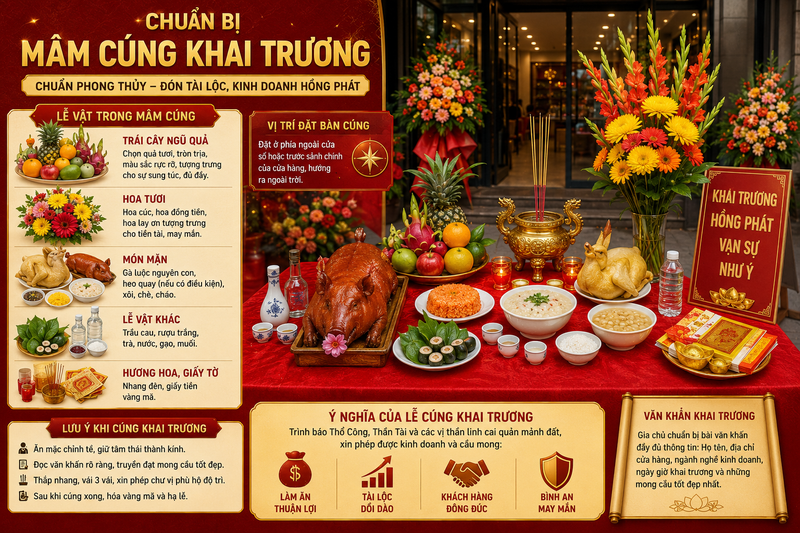 Chuẩn bị mâm cúng khai trương chuẩn phong thủy