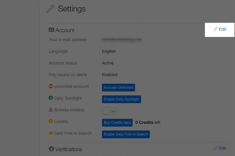Ở mục Account (Tài khoản), nhấn vào Edit (Chỉnh sửa) để tiếp tục.