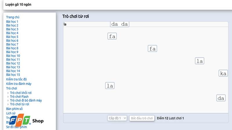 Một trò chơi trong Touch Typing Study
