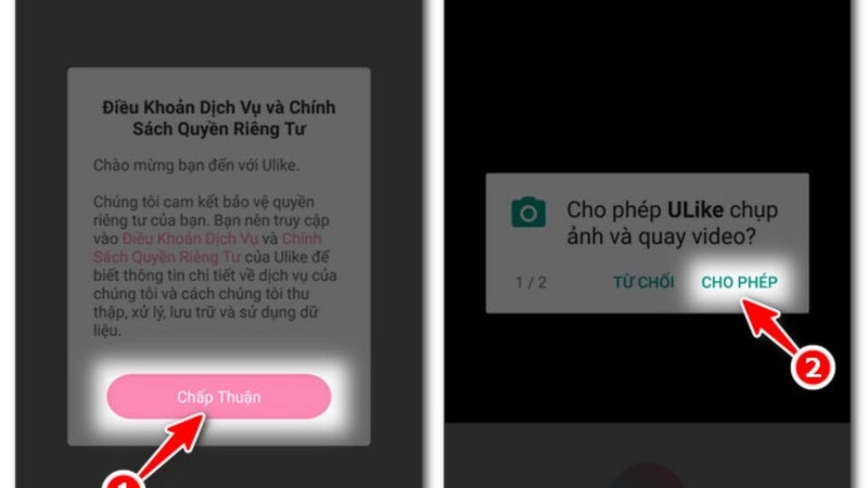 Mở ứng dụng và chấp nhận các điều khoản