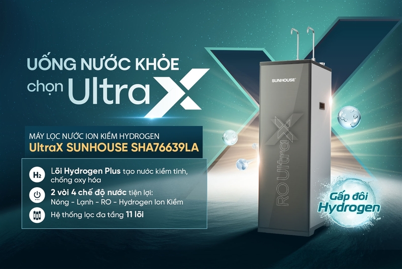 Máy lọc nước nóng lạnh ion kiềm Hydrogen UltraX Sunhouse SHA76639LA 11 lõi - hình 1