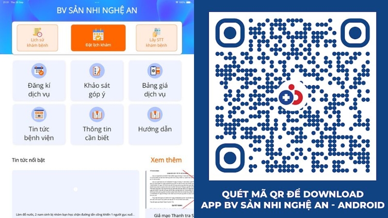 Hướng dẫn sử dụng ứng dụng BV Sản Nhi Nghệ An