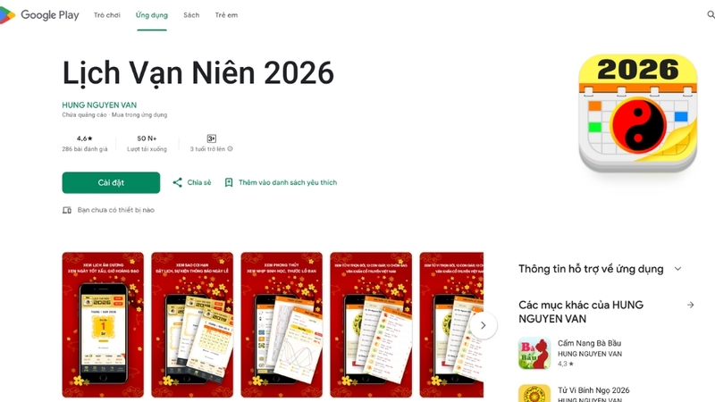 Lịch Vạn Niên 2026