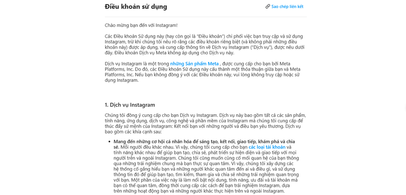 Công khai điều khoản sử dụng dịch vụ
