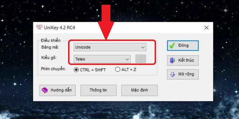 Hãy mở bảng điều khiển chính của Unikey