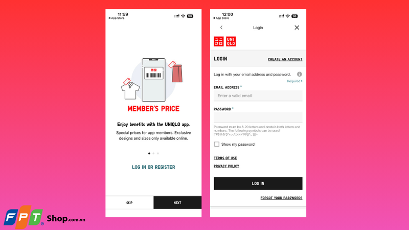 Đăng nhập tài khoản UNIQLO VN