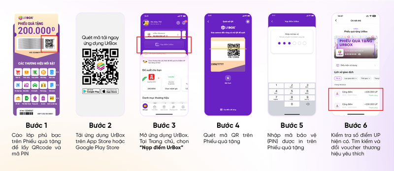 Nạp phiếu quà tặng vào ứng dụng UrBox
