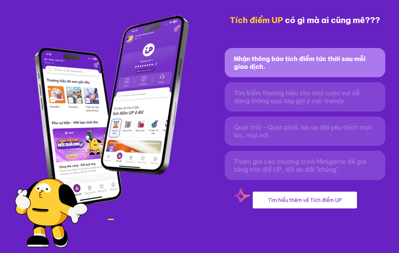 Tích điểm UP khi chi tiêu hằng ngày