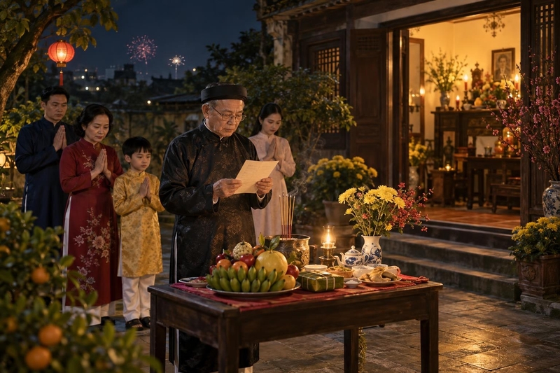 Bài văn khấn giao thừa ngoài trời chuẩn cổ truyền