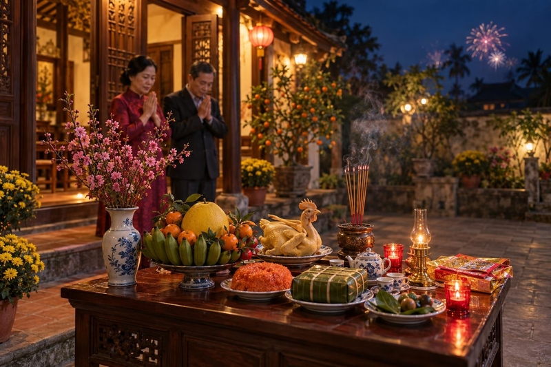 Lễ vật mâm cúng ngoài trời