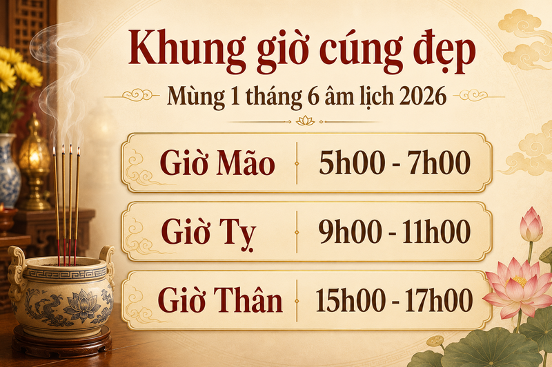 Mùng 1 tháng 6 năm 2026 âm lịch nên thắp hương lúc mấy giờ?