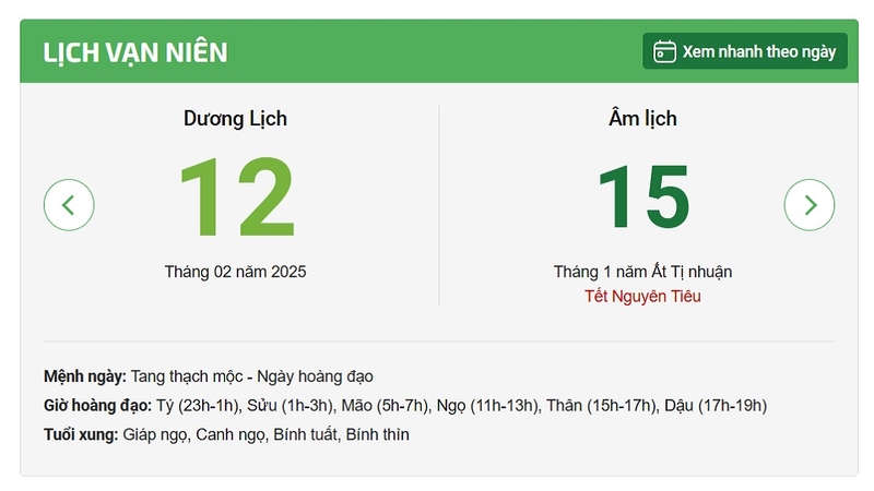Rằm tháng Giêng năm 2025 là ngày nào?