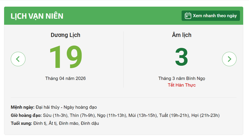 Tết Hàn thực năm 2026 là ngày mấy?