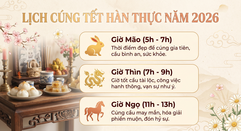Lịch cúng Tết Hàn thực năm 2026