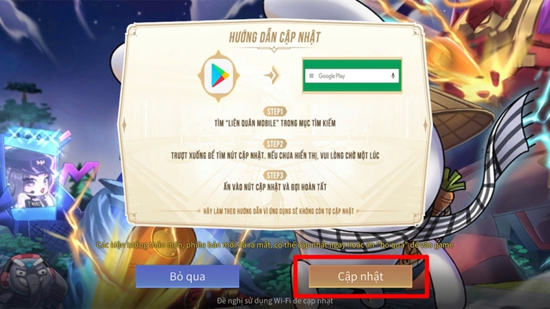 Cập nhật Liên Quân Mobile lên phiên bản mới nhất