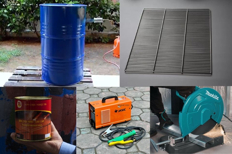 vật liệu làm lò nướng bằng thùng phi