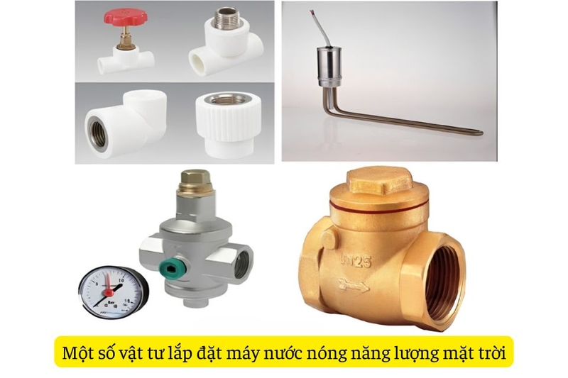 vật tư lắp đặt m&aacute;y nước n&oacute;ng năng lượng mặt trời