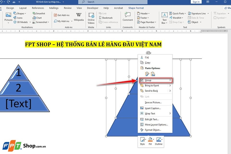 Cách vẽ kim tự tháp trong Word - Ảnh 12