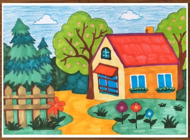 vẽ ngôi nhà trong tranh 10