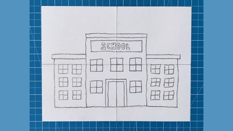 Vẽ cửa chính, bảng tên và cửa sổ đối xứng