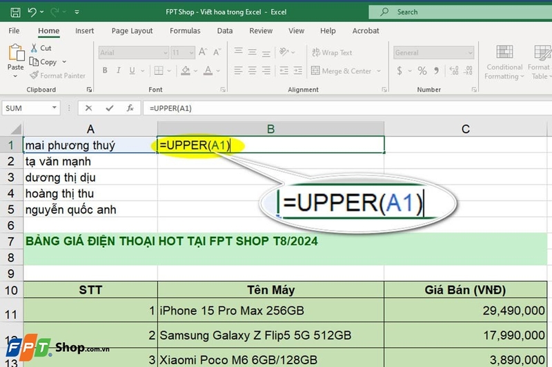 Viết hoa trong Excel - Ảnh 04