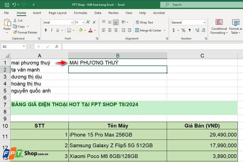 Viết hoa trong Excel - Ảnh 05