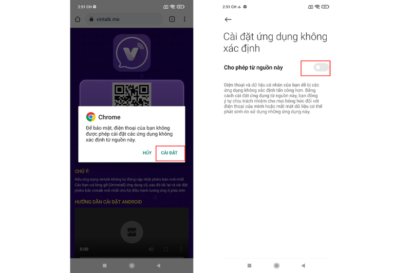 Bật "Cho phép từ nguồn này"