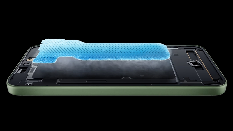 Buồng hơi 3.800 mm² trên vivo S2 FE hỗ trợ kiểm soát nhiệt khi thiết bị hoạt động trong thời gian dài.