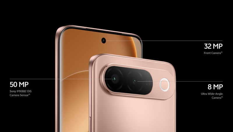 vivo T5 5G sở hữu camera chính 50 MP Sony IMX882 hỗ trợ OIS, camera góc siêu rộng 8 MP và camera trước 32 MP.