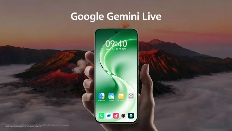 Gemini Live trên vivo V80 Lite 5G hỗ trợ tương tác bằng AI trực tiếp trong quá trình sử dụng.
