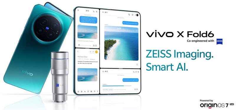 Hệ thống camera ZEISS trên vivo X Fold 6 hỗ trợ nhiều chế độ chụp và xử lý hình ảnh trên thiết bị.