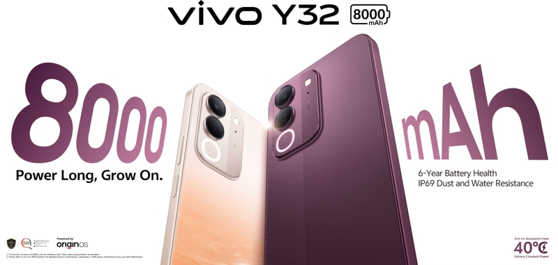 vivo Y32 được trang bị viên pin 8.000 mAh, hướng đến thời lượng sử dụng dài và duy trì độ bền pin theo thời gian.