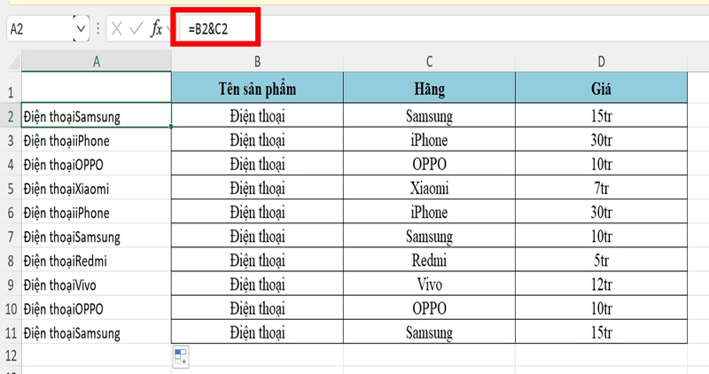 VLOOKUP 2 điều kiện hình 2