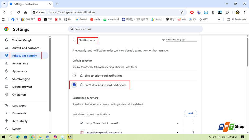 Vô hiệu thông báo trên trình duyệt web Google Chrome