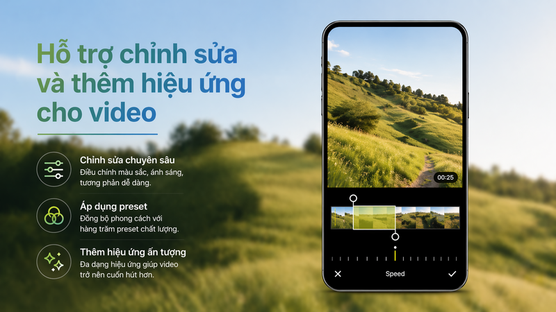Hỗ trợ chỉnh sửa và thêm hiệu ứng cho video