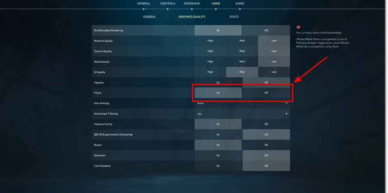 Cách bật VSync trong game