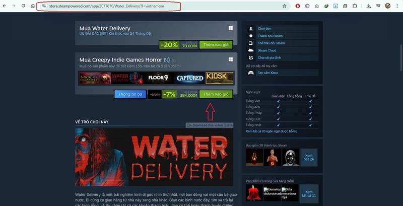 Hướng dẫn tải Water Delivery trên Steam