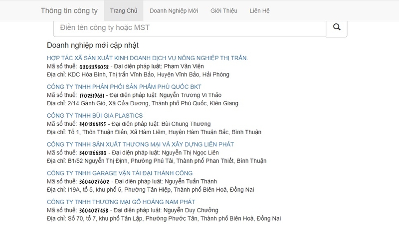 web tra cứu thông tin doanh nghiệp 2