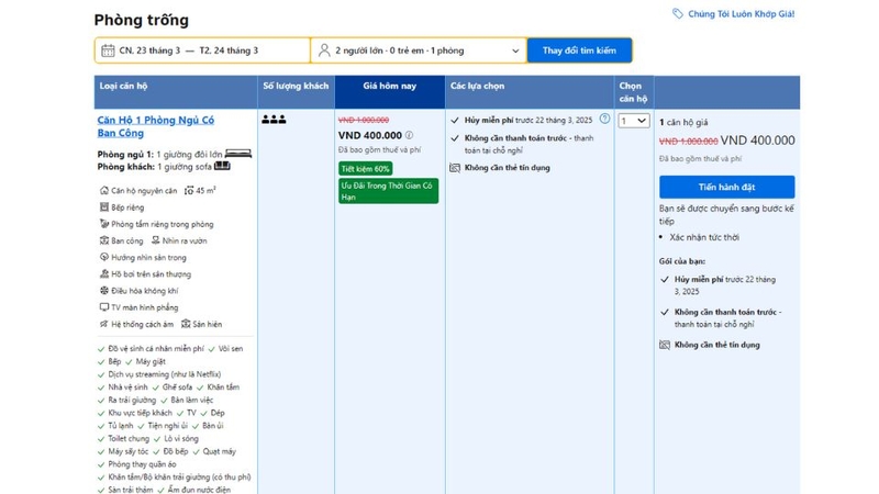 Bấm vào khách sạn bạn quan tâm