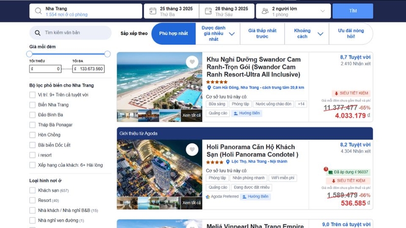 Sử dụng bộ lọc trên Agoda