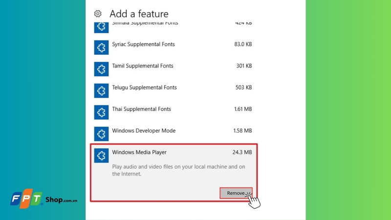 Cuộn xuống, chọn Windows Media Player