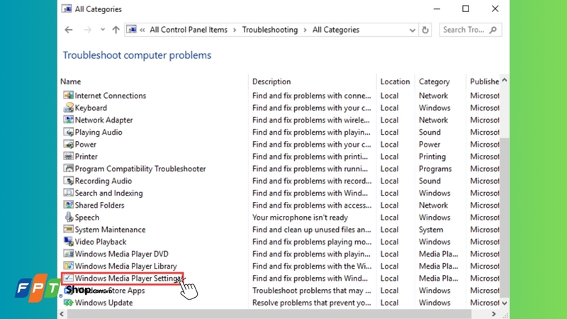 Chọn Windows Media Player Settings và nhấn Next để hệ thống tự động dò tìm lỗi