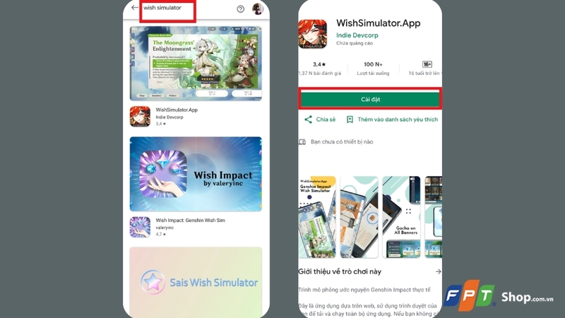 Cách tải Wish Simulator trên Android